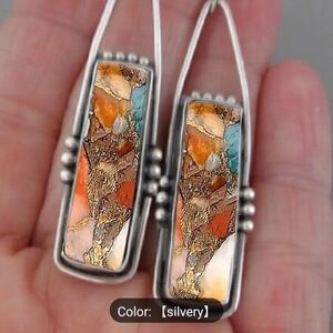 2pcs/Setting Amber Vintage  Crystal Earrings.